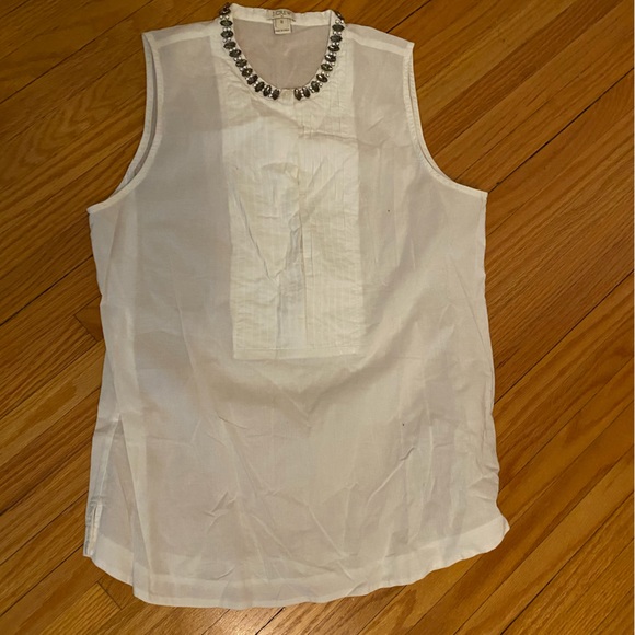 J. Crew white jewel collar tuxedo style shirt. Size 8. - Picture 2 of 3
